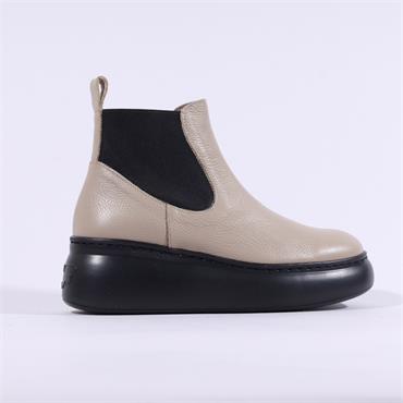 Wonders Platform Chunky Sole Gusset Boot - Taupe Leather